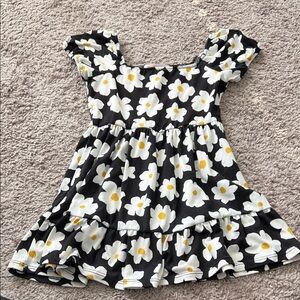 Love Squared Girls Vintage Black Floral Daisy Dress